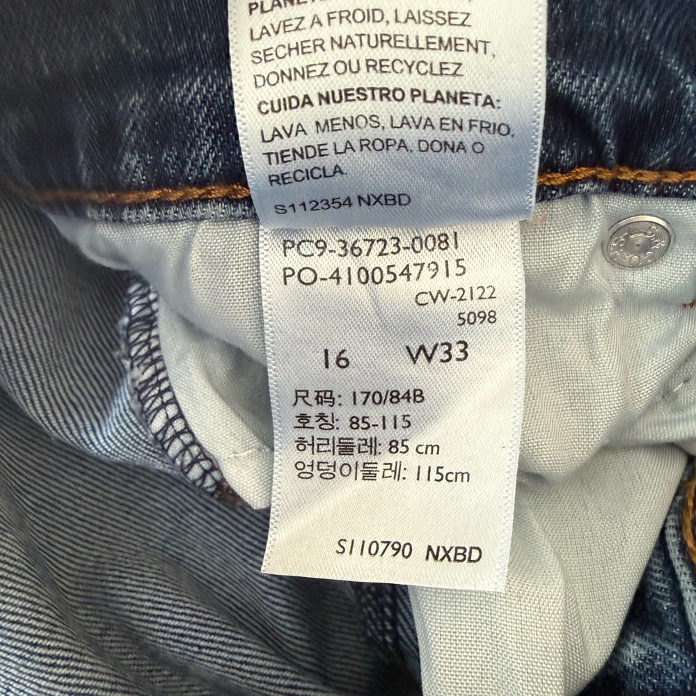 Levi’s Denizen Boyfriend Jeans Raw Hem Stretch Denim Size 16 W33 - Picture 6 of 6